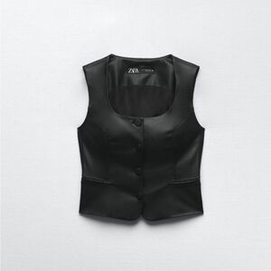 Zara Black Faux Leather Vest